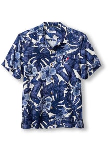 Tommy Bahama Houston Texans Mens Navy Blue Floral Lush Camp Short Sleeve Dress Shirt