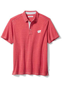 Tommy Bahama Wisconsin Badgers Mens Red Sport Paradiso Cove Short Sleeve Fashion Polo