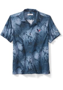 Tommy Bahama Houston Texans Mens Navy Blue Bahama Coast Lminescent Fronds Short Sleeve Dress Shirt