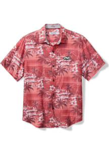 Tommy Bahama Arkansas Razorbacks Mens Cardinal Sport Coconut Point Isla Palmetta Short Sleeve Dres..