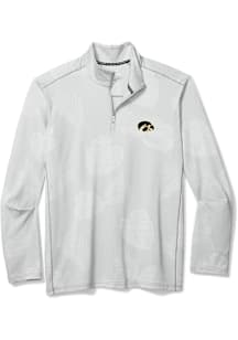 Tommy Bahama Iowa Hawkeyes Mens Grey SPORT DELRAY FROND Long Sleeve Qtr Zip Pullover