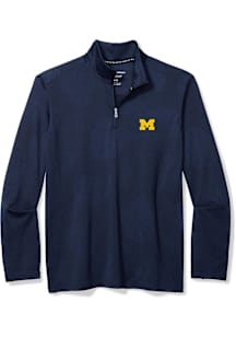 Tommy Bahama Michigan Wolverines Mens Blue SPORT DELRAY FROND Long Sleeve Qtr Zip Pullover