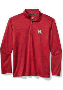 Mens Nebraska Cornhuskers Red Tommy Bahama SPORT DELRAY FROND Qtr Zip Pullover