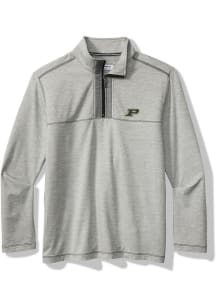 Mens Purdue Boilermakers Grey Tommy Bahama HIGH SCORE HALF ZIP Qtr Zip Fashion Pullover