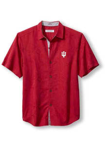 Mens Indiana Hoosiers Crimson Tommy Bahama Sport Coconut Point Palm Vista Short Sleeve Dress Shi..