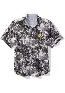 Mens Iowa Hawkeyes Black Tommy Bahama Sport Electric Blooms Camp Short Sleeve Dress Shirt