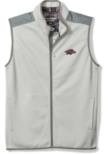 Tommy Bahama Arkansas Razorbacks Mens Grey TURF AND TREK FZ Sleeveless Jacket