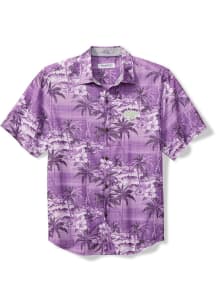 Mens K-State Wildcats Purple Tommy Bahama Sport Coconut Point Isla Palmetta Short Sleeve Dress S..