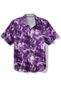 Mens K-State Wildcats Purple Tommy Bahama Sport Electric Blooms Camp Short Sleeve Dress Shirt