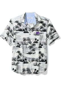 Mens K-State Wildcats Black Tommy Bahama Sport Tropical Horizons Short Sleeve Dress Shirt