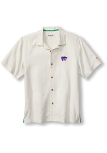 Mens K-State Wildcats White Tommy Bahama Hibiscus Vibrations Camp Short Sleeve Dress Shirt