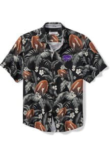 Mens K-State Wildcats Black Tommy Bahama Veracruz Cay First Down Blooms Short Sleeve Dress Shirt