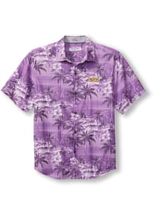 Tommy Bahama LSU Tigers Mens Purple Sport Coconut Point Isla Palmetta Short Sleeve Dress Shirt
