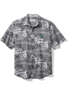 Mens Michigan State Spartans Black Tommy Bahama Sport Coconut Point Isla Palmetta Short Sleeve D..