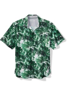 Mens Michigan State Spartans Green Tommy Bahama Sport Electric Blooms Camp Short Sleeve Dress Sh..