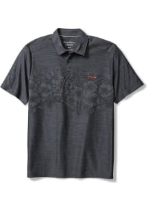 Tommy Bahama Arkansas Razorbacks Mens Charcoal Hibiscus Border Polo Short Sleeve Polo