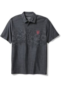 Mens Indiana Hoosiers Black Tommy Bahama Hibiscus Border Polo Short Sleeve Polo Shirt