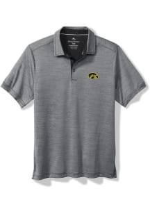 Mens Iowa Hawkeyes Charcoal Tommy Bahama SPORT SAN RAPHAEL Short Sleeve Polo Shirt