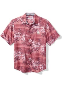 Tommy Bahama Oklahoma Sooners Mens Crimson Sport Coconut Point Isla Palmetta Short Sleeve Dress Sh..