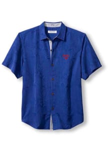 Tommy Bahama SMU Mustangs Mens Blue Sport Coconut Point Palm Vista Short Sleeve Dress Shirt