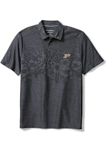 Tommy Bahama Purdue Boilermakers Mens Black Hibiscus Border Polo Short Sleeve Fashion Polo