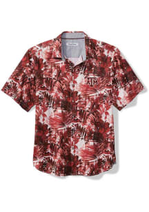 Tommy Bahama Texas A&amp;M Aggies Mens Maroon Sport Electric Blooms Camp Short Sleeve Dress Shirt