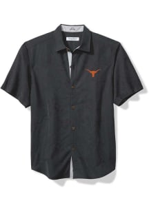 Tommy Bahama Texas Longhorns Mens Black Sport Coconut Point Palm Vista Short Sleeve Dress Shirt