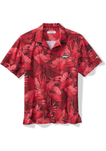 Tommy Bahama Arkansas Razorbacks Mens Red SPORT BAHAMA FRONDS Short Sleeve Dress Shirt
