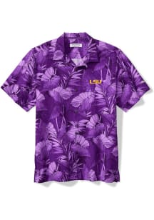 Tommy Bahama LSU Tigers Mens Purple SPORT BAHAMA FRONDS Short Sleeve Dress Shirt