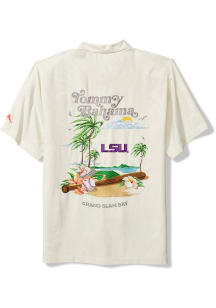 Tommy Bahama LSU Tigers Mens White Grand Slam Short Sleeve Dress Shirt