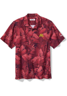 Mens Minnesota Golden Gophers Maroon Tommy Bahama SPORT BAHAMA FRONDS Short Sleeve Dress Shirt