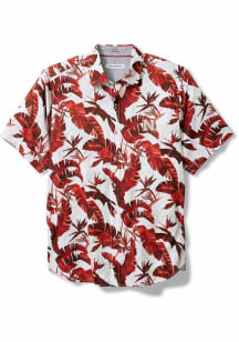 Mens Nebraska Cornhuskers Red Tommy Bahama Sunnyvale Blooms Short Sleeve Dress Shirt