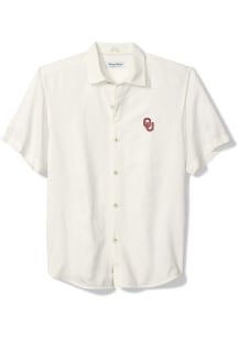 Tommy Bahama Oklahoma Sooners Mens White SPORT COCONUT POINT PALM VISTA Short Sleeve Dress Shirt