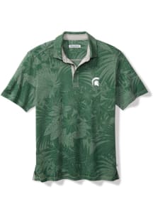 Mens Michigan State Spartans Green Tommy Bahama Sport Santiago Paradise Short Sleeve Polo Shirt