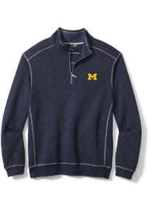 Mens Michigan Wolverines Navy Blue Tommy Bahama Sport Tabago Qtr Zip Pullover