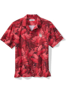 Tommy Bahama Oklahoma Sooners Mens Red Sport Bahama Coast Nuevo Fronds Camp Short Sleeve Dress Shi..