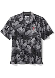 Tommy Bahama Texas Tech Red Raiders Mens Black Sport Bahama Coast Nuevo Fronds Camp Short Sleeve D..