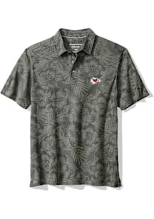Tommy Bahama Kansas City Chiefs Mens Grey Palm Fresco Hibiscus Short Sleeve Fashion Polo