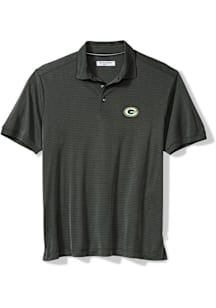 Tommy Bahama Green Bay Packers Mens Black Bay Stripe Short Sleeve Fashion Polo