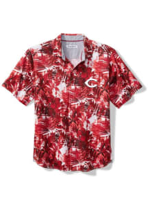 Tommy Bahama Cincinnati Reds Mens Red Sport Electric Blooms Short Sleeve Dress Shirt