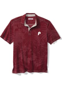 Tommy Bahama Philadelphia Phillies Mens Maroon Sport Santiago Paradise Short Sleeve Polo