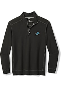 Tommy Bahama Detroit Lions Mens Black Montego Bay Long Sleeve Qtr Zip Pullover
