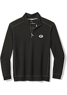 Tommy Bahama Green Bay Packers Mens Black Montego Bay Long Sleeve Qtr Zip Pullover