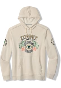Tommy Bahama Green Bay Packers Mens White Big Leagues Hood Long Sleeve Hoodie