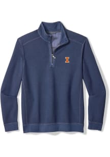 Mens Illinois Fighting Illini Navy Blue Tommy Bahama Montego Bay Qtr Zip Pullover