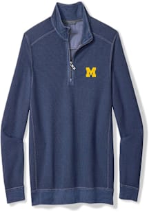 Tommy Bahama Michigan Wolverines Mens Blue Montego Bay Long Sleeve Qtr Zip Pullover