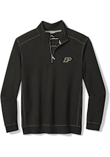 Tommy Bahama Purdue Boilermakers Mens Black Montego Bay Long Sleeve Qtr Zip Pullover