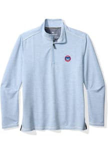 Tommy Bahama Chicago Cubs Mens Light Blue Coasta Vera Long Sleeve Qtr Zip Pullover