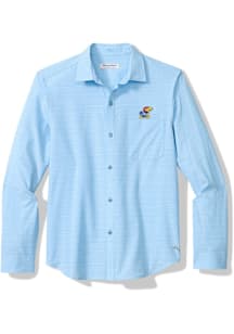 Tommy Bahama Kansas Jayhawks Mens Light Blue Bahama Coast Tidal Check Long Sleeve Dress Shirt