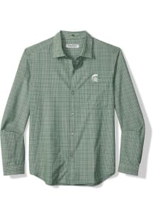 Mens Michigan State Spartans Green Tommy Bahama Bahama Coast Tidal Check Long Sleeve Dress Shirt